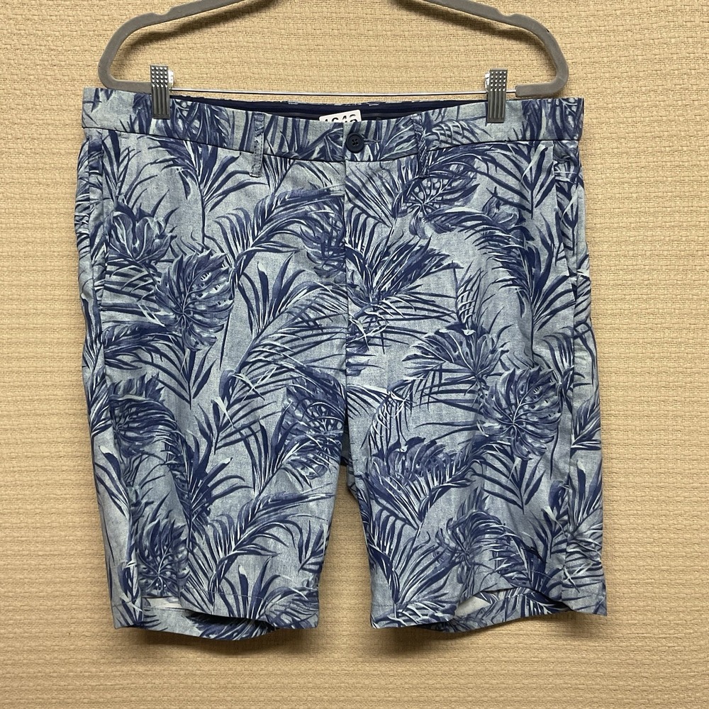 Tommy Bahama Shorts Men's 38 Blue Palm Print 9"‎ Inseam  Beach Stretch